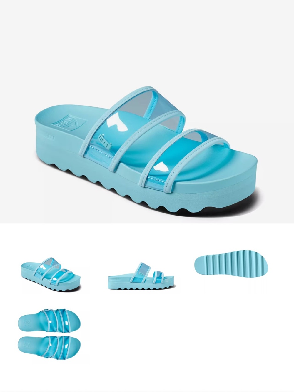 Reef Turquoise Slip-On Sandals with Clear Straps NWT